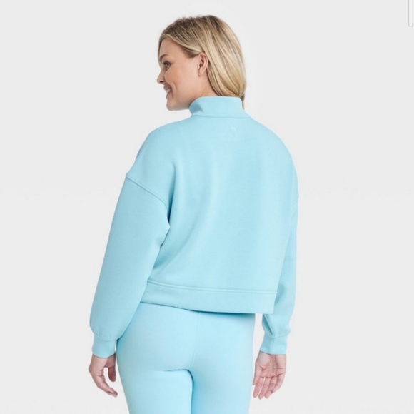 All In Motion Sandwash Half zip pullover Cropped  Light Blue NWT Sz 2XL - Picture 2 of 9